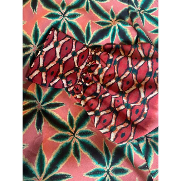 NWT Ulla Johnson Lilliana Crepe Blouse Fresco Orange Green Geometric Print Top 2 - Picture 8 of 8